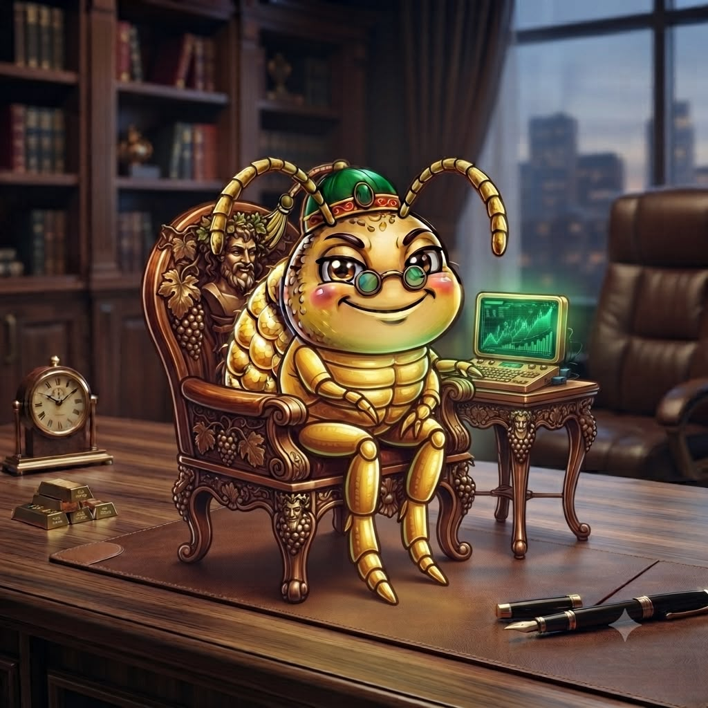 Buddy reviewing a rising chart from his office